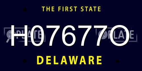 H07677O Delaware License Plate