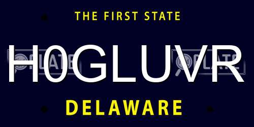 H0GLUVR Delaware License Plate