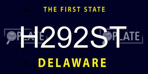 H292ST Delaware License Plate