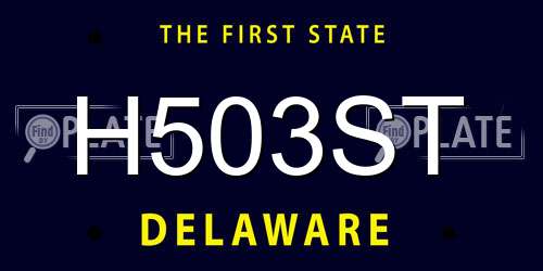 H503ST Delaware License Plate