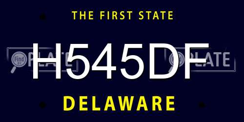 H545DF Delaware License Plate