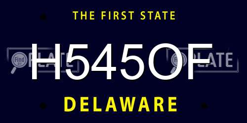 H545OF Delaware License Plate