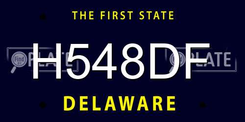 H548DF Delaware License Plate