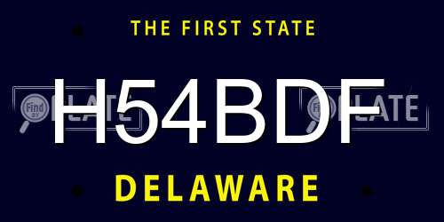 H54BDF Delaware License Plate