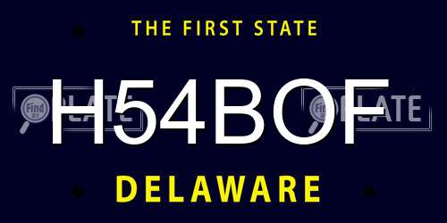 H54BOF Delaware License Plate