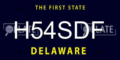 H54SDF Delaware License Plate