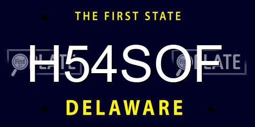 H54SOF Delaware License Plate