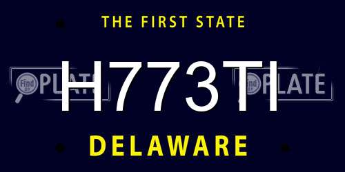 H773TI Delaware License Plate