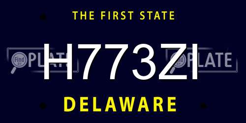 H773ZI Delaware License Plate