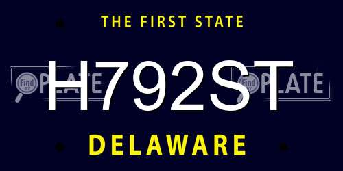 H792ST Delaware License Plate