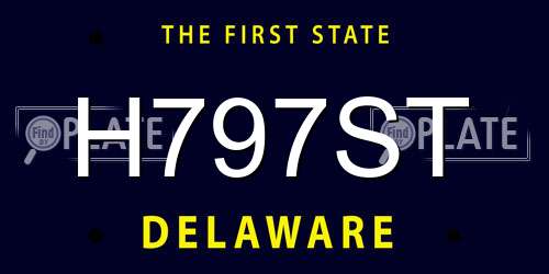 H797ST Delaware License Plate