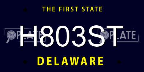 H803ST Delaware License Plate