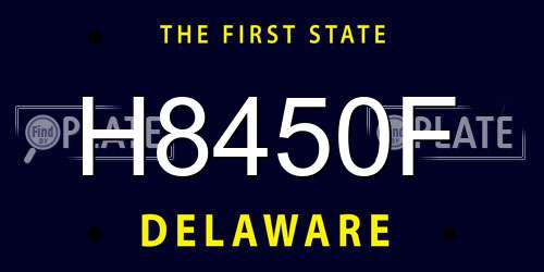 H8450F Delaware License Plate