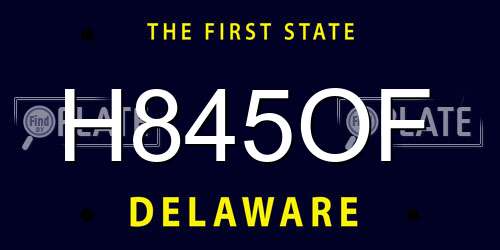H845OF Delaware License Plate