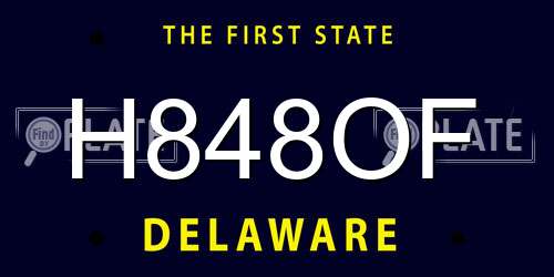 H848OF Delaware License Plate