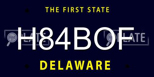 H84BOF Delaware License Plate
