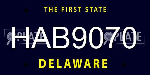 HAB9070 Delaware License Plate