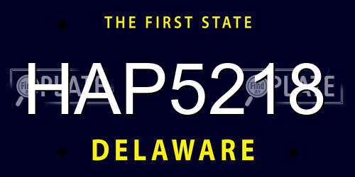 HAP5218 Delaware License Plate