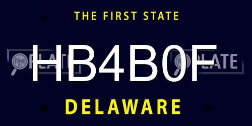 HB4B0F Delaware License Plate