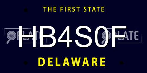 HB4S0F Delaware License Plate