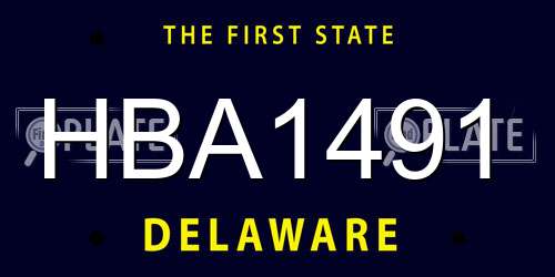 HBA1491 Delaware License Plate