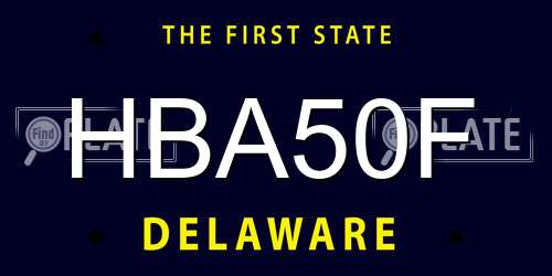 HBA50F Delaware License Plate