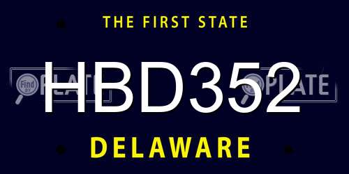 HBD352 Delaware License Plate