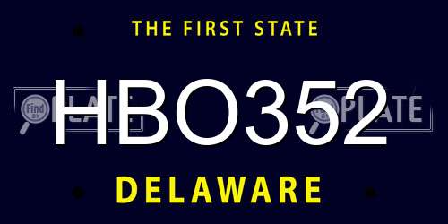 HBO352 Delaware License Plate