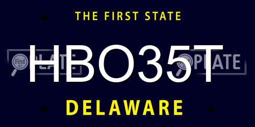 HBO35T Delaware License Plate