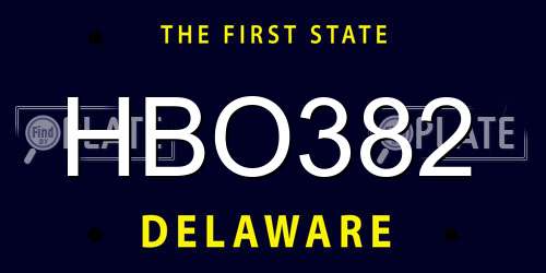 HBO382 Delaware License Plate