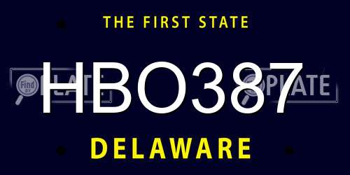 HBO387 Delaware License Plate