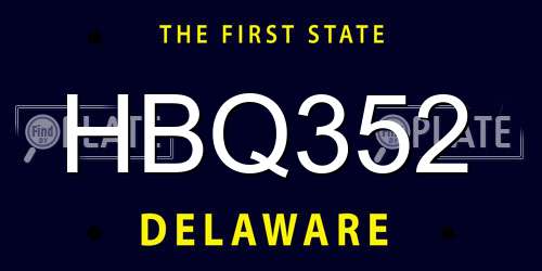 HBQ352 Delaware License Plate