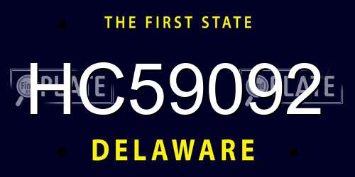 HC59092 Delaware License Plate