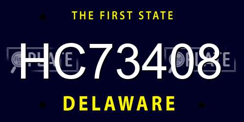 HC73408 Delaware License Plate