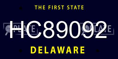 HC89092 Delaware License Plate