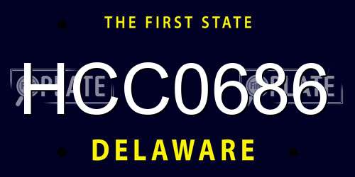 HCC0686 Delaware License Plate