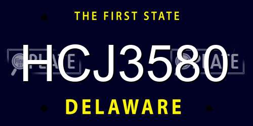 HCJ3580 Delaware License Plate