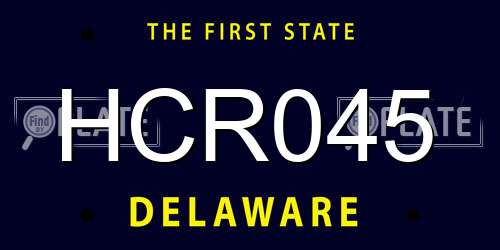 HCR045 Delaware License Plate
