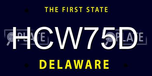 HCW75D Delaware License Plate
