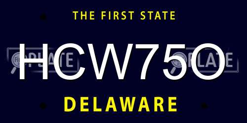 HCW75O Delaware License Plate