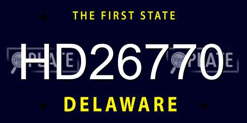 HD26770 Delaware License Plate