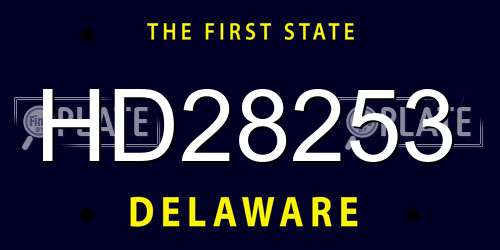 HD28253 Delaware License Plate