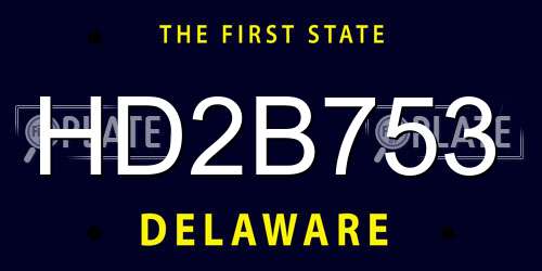HD2B753 Delaware License Plate