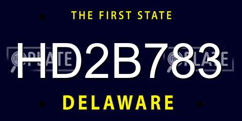 HD2B783 Delaware License Plate