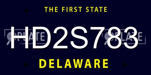 HD2S783 Delaware License Plate