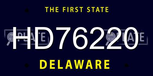 HD76220 Delaware License Plate