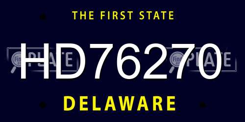 HD76270 Delaware License Plate