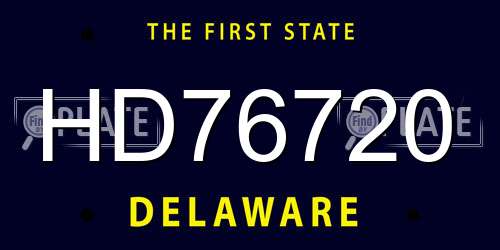 HD76720 Delaware License Plate