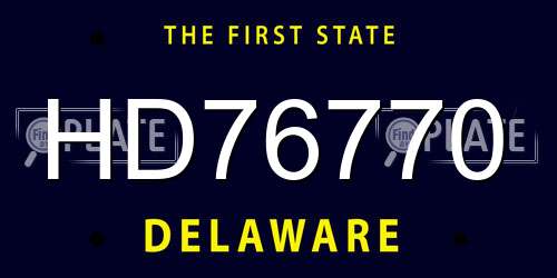 HD76770 Delaware License Plate