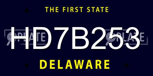 HD7B253 Delaware License Plate
